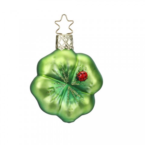NEW - Inge Glas Glass Ornament - Lucky Four Leaf Clover